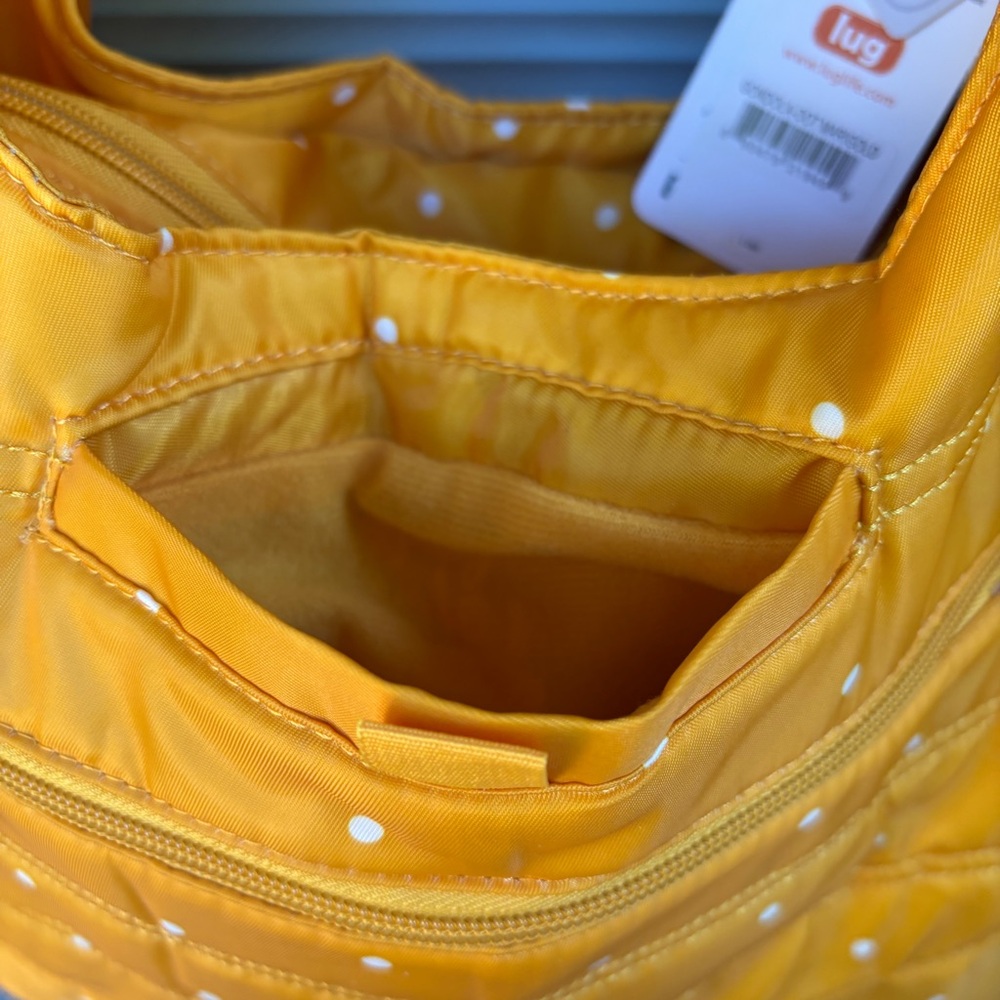 NWT LUG Gondola Slouch Tote Yellow Dot Marigold Travel  Bag Purse - Picture 4 of 15
